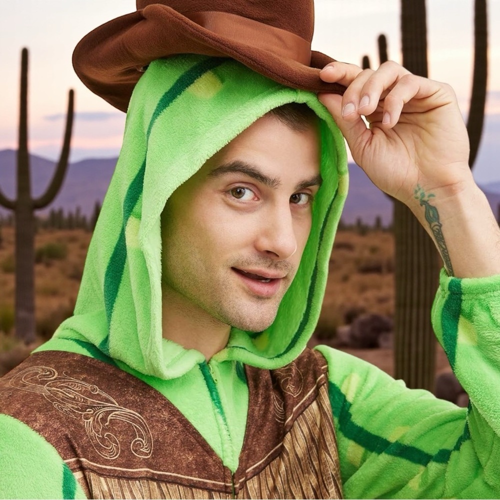 Yeehaw! Snuggle up in this Cactus Cowboy Pajama Suit - Perfect for Parties! - Picture 3 of 10